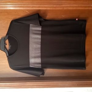 Black Men's Top Short Sleeve Silver Large